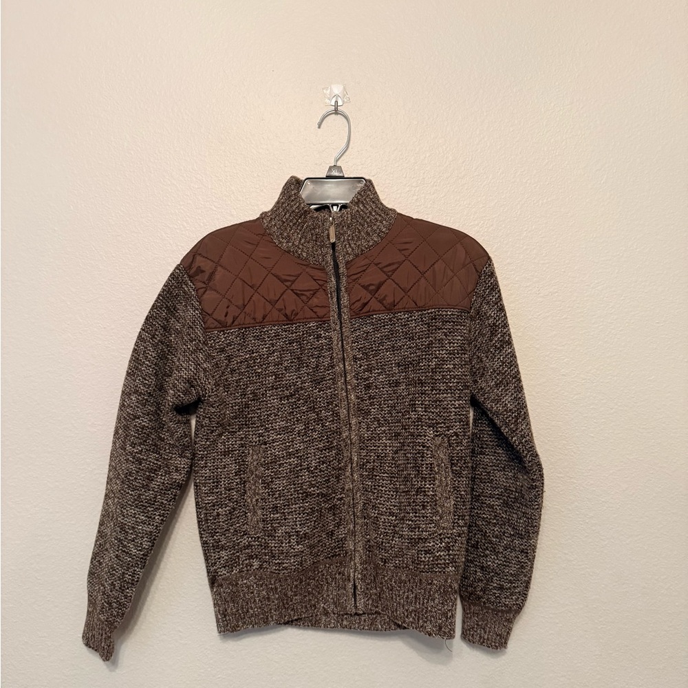 Boys Gioberti Brown Quilted Sweater